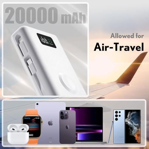 ChargeMax 20000mAh 2-in-1 Power Bank with USB-C & Lightning Cable