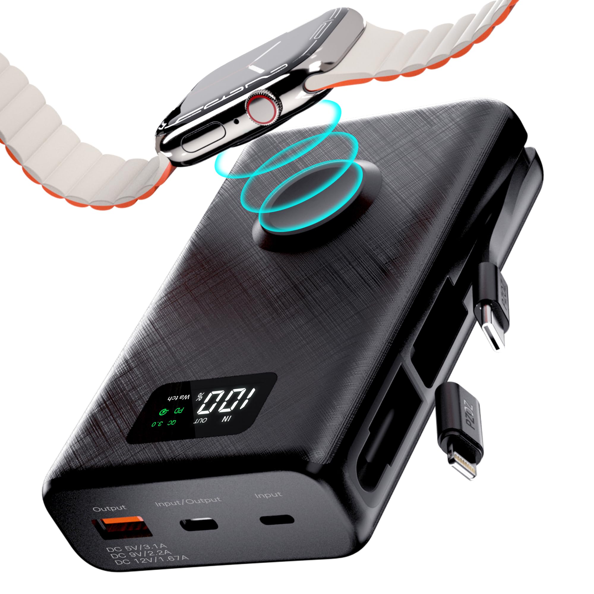 ChargeMax 20000mAh 2-in-1 Power Bank with USB-C & Lightning Cable